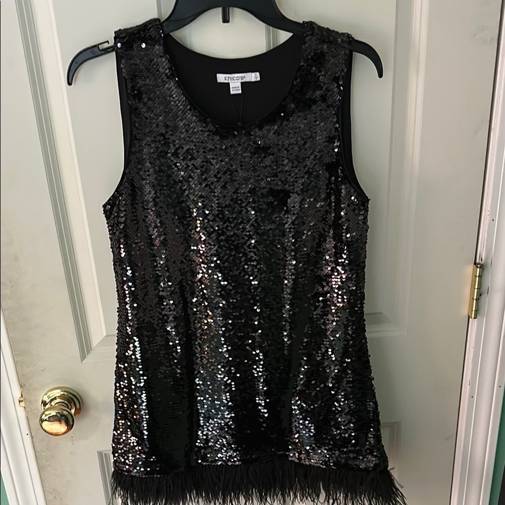 Black Sequin Sleeveless Top